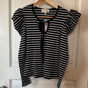 Porridge Black and White Striped Women's Top
